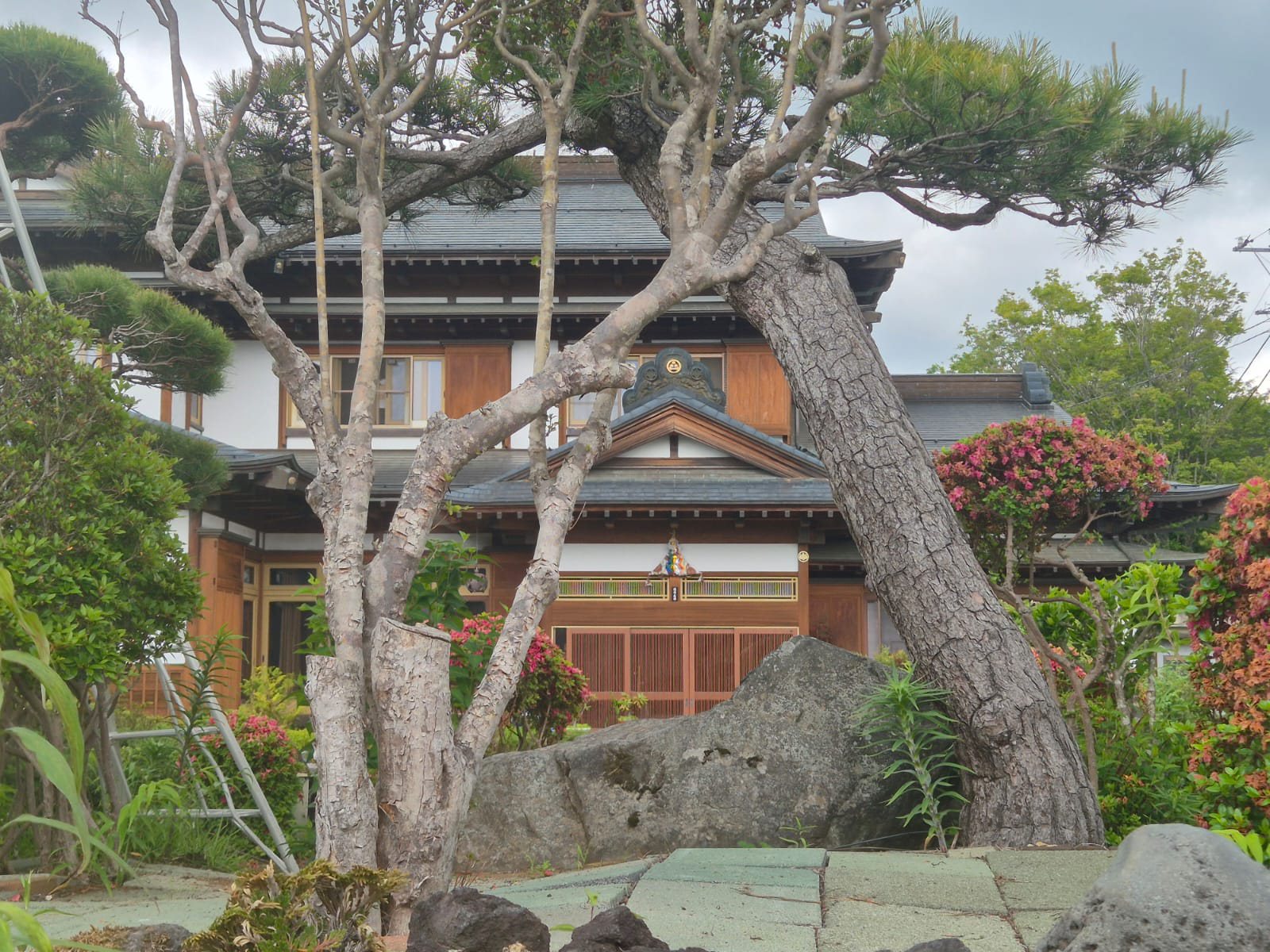 Traditional house and garden near Mount Fuji
