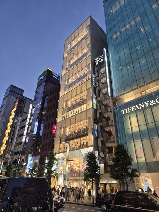 Evening buildings and lights in Ginza