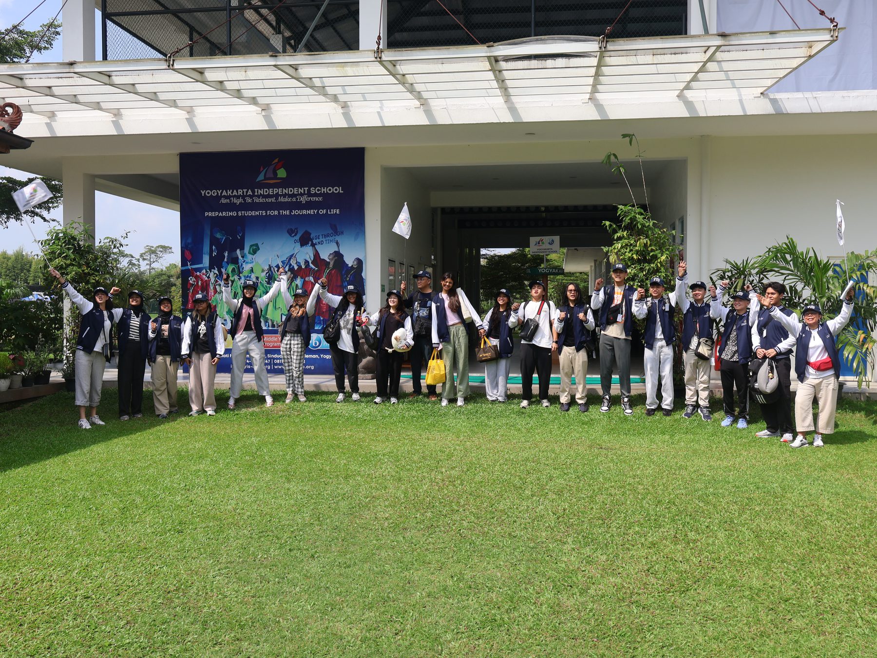 YIS travelers gathered for a group photo before departure