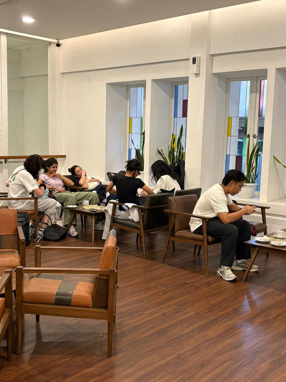 YIS students relaxing in the station lounge